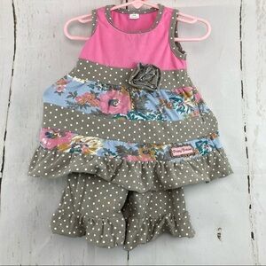 Floral contrast two piece ruffle outfit